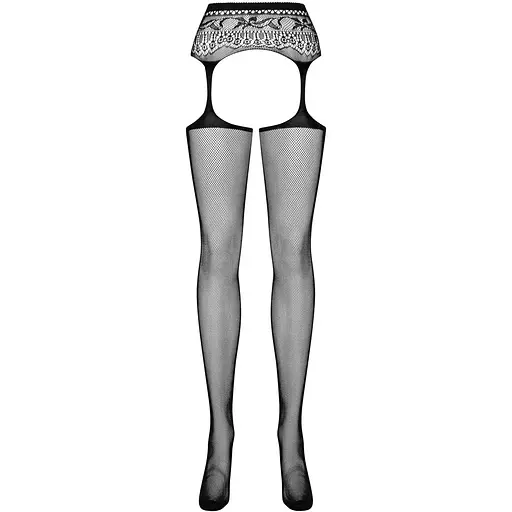 Сітчасті панчохи-стокінги з мереживним поясом Obsessive Garter stockings S307 S/M/L, чорні - фото 5