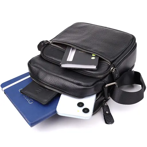 Містка чоловіча сумка на плече з натуральної шкіри Vintage 19х22х9 см sum0027504 - фото 7