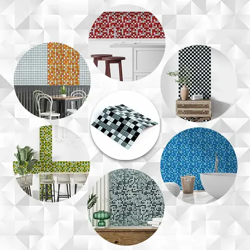 Мозаика зеркальная Wall Sticker 298х298х4.5мм Черно-серая SW-00002369 - фото 5