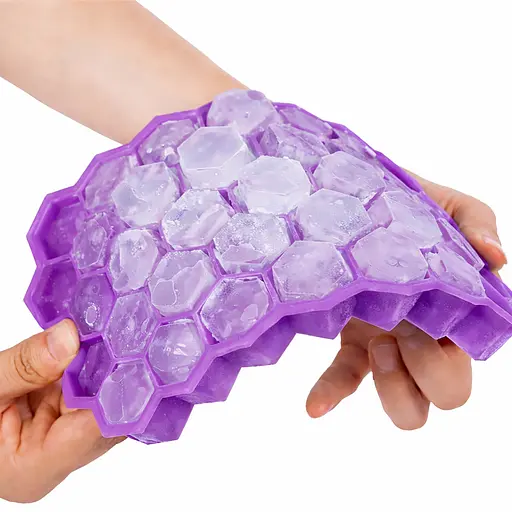 Многоразовая силиконовая форма для приготовления льда с крышкой в виде сот Фиолетовый 88291 - фото 6