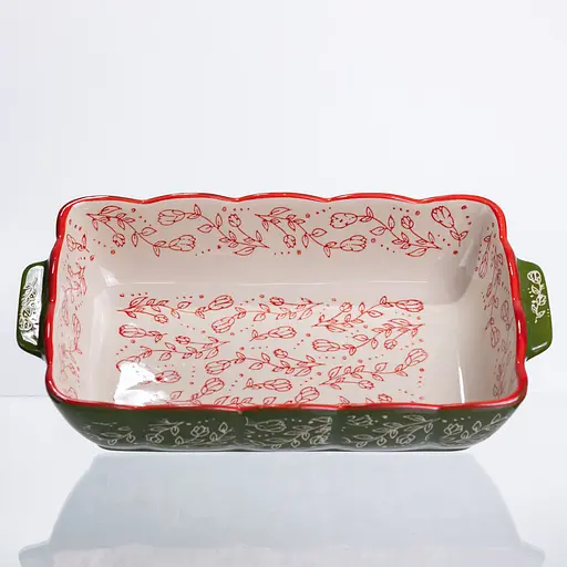 Форма для випікання Vintage 28×17×5 (см) прямокутна форма для випікання в духовці з ручками Зелений Yiwu HM05-10 - фото 11