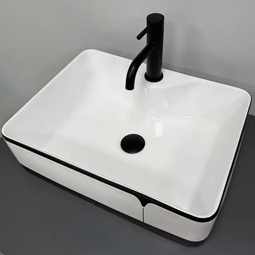 Умивальник VBI Forli black lined накладний VBI-011108, Білий - фото 5