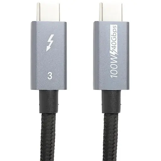 Кабель PowerPlant Thunderbolt 3, USB-C - USB-C, 40Gbps, 100W, 20V/5A, 4K/60HZ, 1м