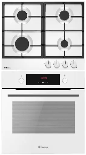 Комплект Hansa духовка электрическая + эмалированная газовая поверхность белый - фото 3