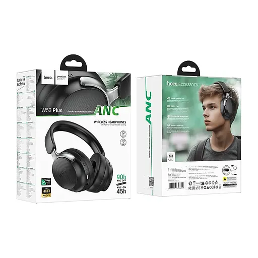Бездротові навушники HOCO W53 Plus Tone ANC BT headphones Classic Black - фото 2