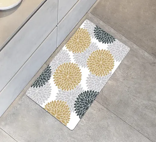 Суперпоглощающий Антискользящий Коврик Aquarius для ванной и кухни 50 х 80 см Серые/Бежевые Цветы