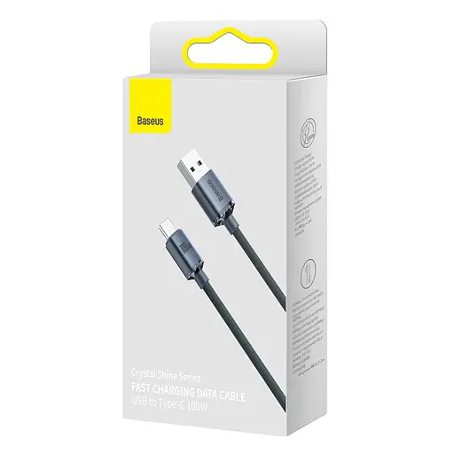 Кабель Baseus Crystal Shine Series Fast Charging Data Cable USB to Type-C 100W 1.2 м Чорний - фото 2