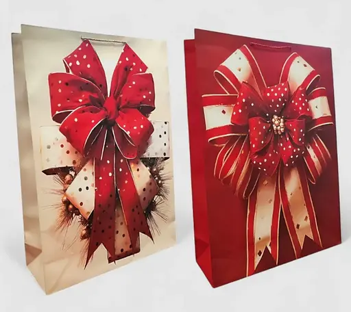 Подарунковий пакет "Новорічний бантик" 40х55х15см, набір з 2-х штук bl2502-179