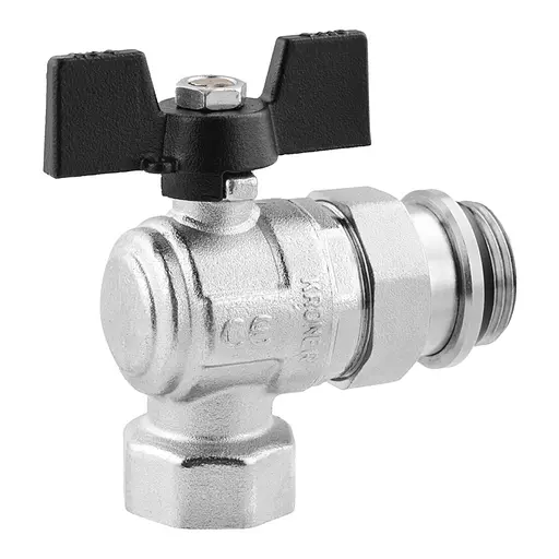 Кран-американка кульовий Kroner кутовий 1" ВЗ PN40 метелик, нікельований (CV033225) - фото 2