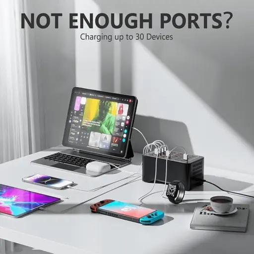 Зарядная станция ILEPO многопортовая на 15 USB портов + 15 Type-C 150 Вт / сетевое мультизарядное устройство (19018) - фото 9