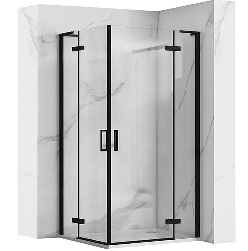 Душевая кабина Rea Hugo 100x100 black двойная REA-K6602, Черный матовый, Универсальная, прозрачная - фото 1