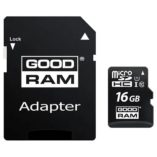 Карта памяти GoodRam MicroSDHC 16GB UHS-I Class 10 + SD-adapter (M1AA-0160R12) - фото 1