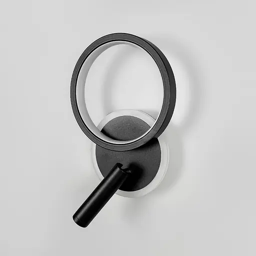 Бра у чорному корпусі із світлодіодним кільцем та спотом 30х19 см Line F Арт. WJ036/2 BK - фото 3