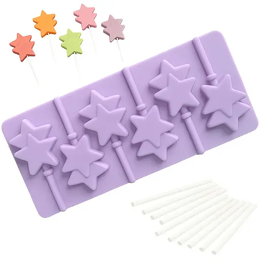 Силиконовая форма для леденцов и конфет на палочке "Звезда", Kitchen Master Сиреневый 87459 - фото 1