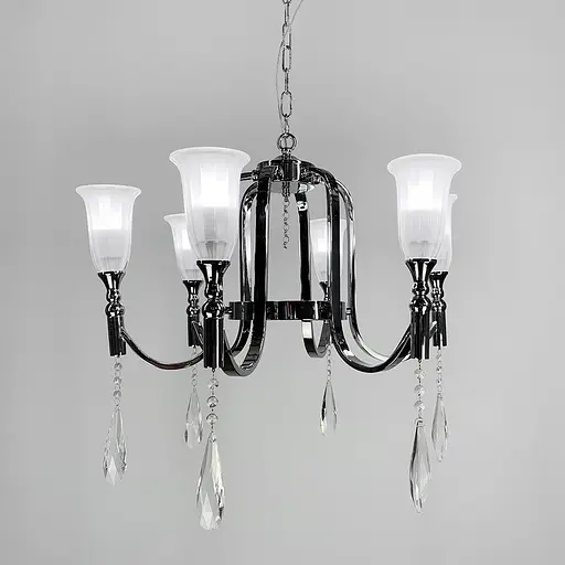 Класична люстра на 6 ламп із кришталевими підвісами Line.F AT 23/6 - фото 5