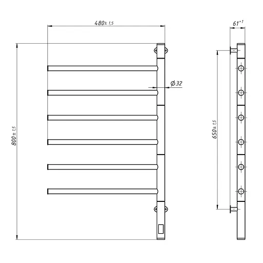 Электрический полотенцесушитель Navin Arabesque 480x800 Sensor с таймером, черный муар 12-223033-4880, Черный матовый, Электронный - фото 2