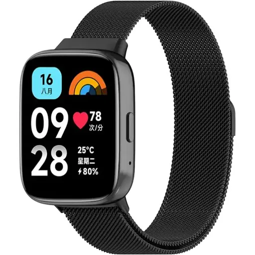 Ремешок DK для Xiaomi Redmi Watch 3 Active / 3 Lite Metal Milanese Loop Magnetic (black)