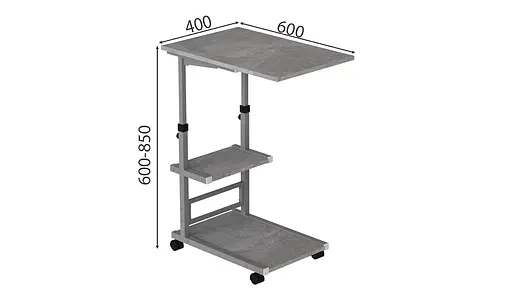Стіл приставний Ferrum-decor Адан 62x40x60 метал Сірий ДСП Бетон 16мм (FRD-102504) - фото 2
