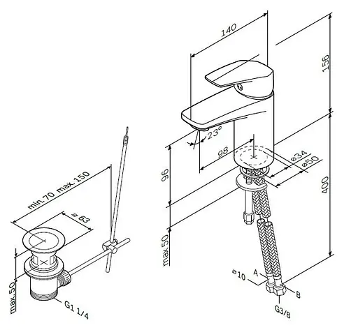 Змішувач для умивальника з донним клапаном AM.PM Gem F9092100 - фото 10