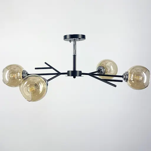 Люстра в черном корпусе на 4 лампы Line.F Цвет плафона Белый - фото 3