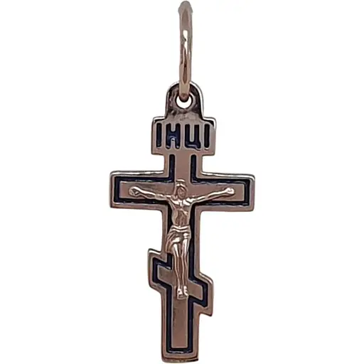 Золотий хрестик Харківська ювелірна фабрика Розп'яття Христа з емаллю. 11523-Е