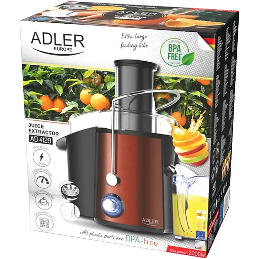 Соковижималка Adler AD 4129 copper 1000Вт/ контейнер для соку-1л/ контейнер для м'якоті-2л мідний - фото 4
