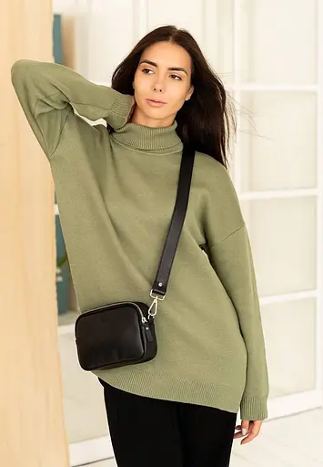 Жіноча шкіряна сумка поясна/кроссбоді Holly чорна - фото 7