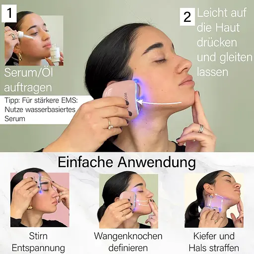 Масажер для обличчя Rosental Organics EMS Gua Sha синє, зелене та червоне світло LED - фото 4