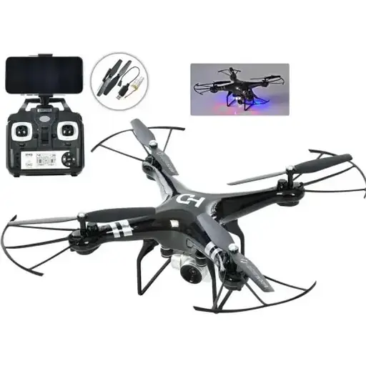 Квадрокоптер MHZ із камерою на радіокеруванні CK-23 акумулятор USB зарядне додаткові лопаті світло 27см Чорний - фото 1