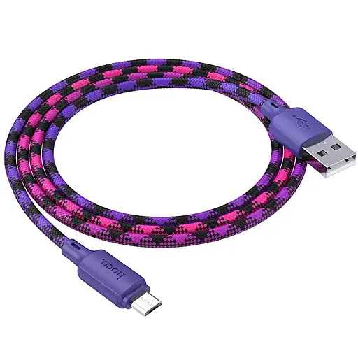 Дата кабель Hoco X116 Meridian USB to MicroUSB 2.4A (1m) Gradient Purple Mix - фото 4