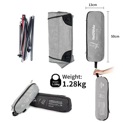 Складное высокое кресло Naturehike YL06 Alu Folding Moon Chair NH18Y060-Z (Серый) - фото 3