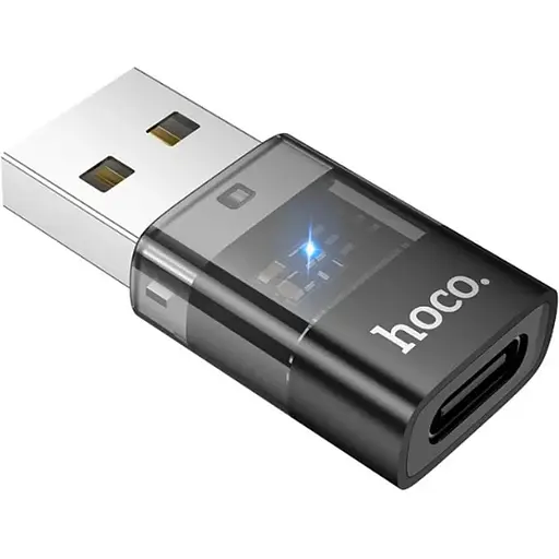 Адаптер Hoco UA36C USB male to Type-C female USB 2.0 transparent adapter Черный