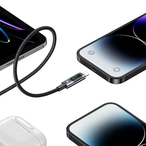 Дата кабель USAMS US-SJ672 Digital Display Sufeng Ser. Type-C to Lightning 30W (1.2m) Tarnish - фото 4