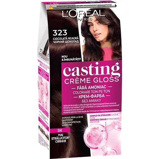 Краска-уход для волос без аммиака L'Oreal Paris Casting Creme Gloss оттенок 323 Черный Шоколад 120 мл (A5776376)