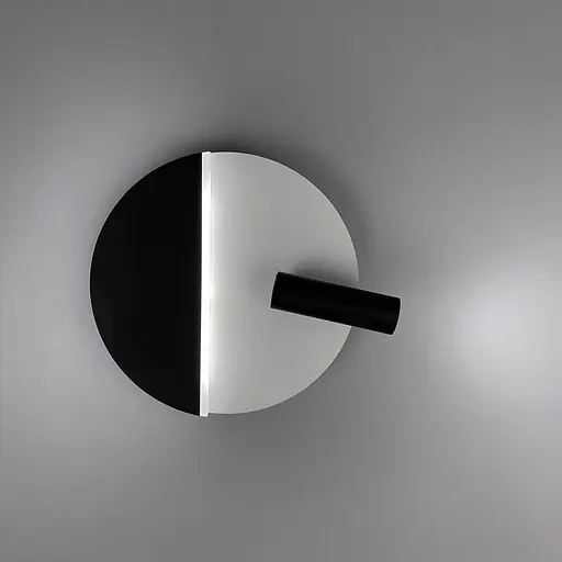 Настінний білий з чорним круглий світильник із спотом | Арт. W 088-180 BK+WT | Line F - фото 4