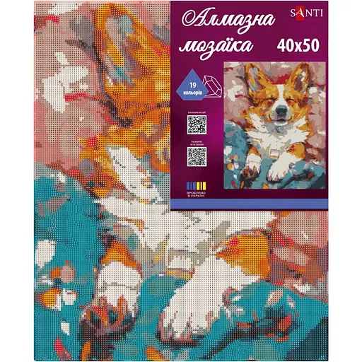Алмазная мозаика Santi Любимый корги 40х50 см на подрамнике (956046) - фото 2