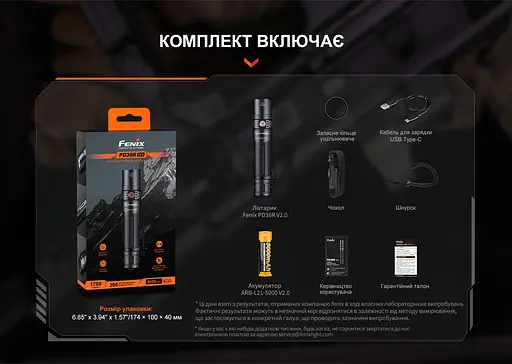 Ручной тактический фонарик Fenix PD36R V2.0 1700лм Type-C (Черный) - фото 10