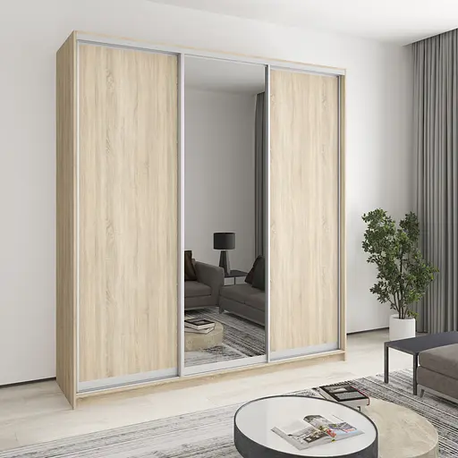 Шкаф-купе трехдверный MebelStar Комбо AL 2ДСП/Зеркало 220x45x240 см Дуб сонома (MBS-2122)