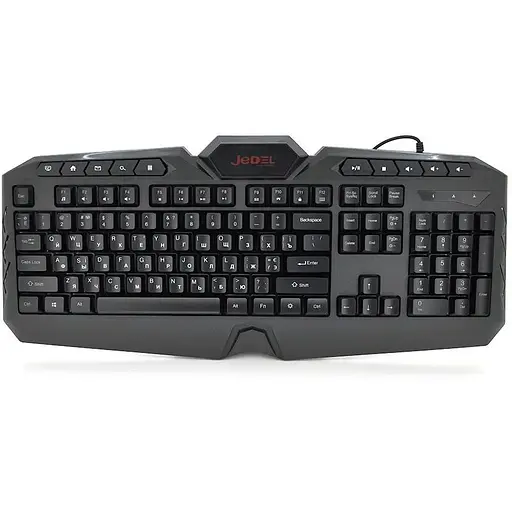 Клавиатура с подсветкой USB Jedel K504, длина кабеля 170 см, (Eng/Укр/Рус), (483х188х35 мм) Black, 104к, Q20