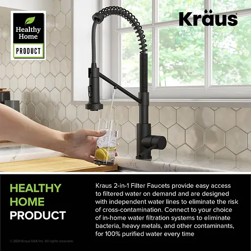 Змішувач для кухні на дві води Kraus Bolden KFF-1610MB Чорний матовий - фото 9