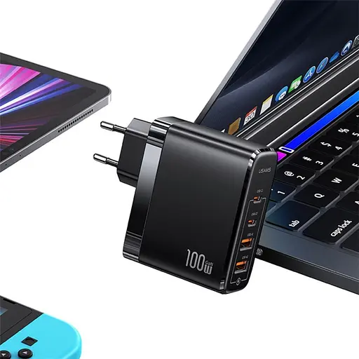 Зарядное устройство 4 порта 100 вт Usams-UC Fast Charger Kit T44 100 W 4 Gan Fast Charger - фото 6