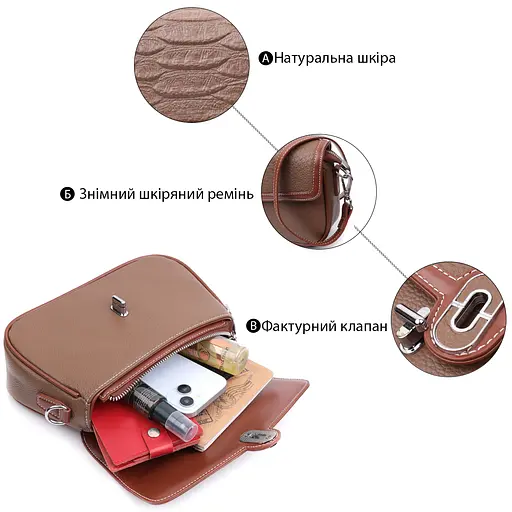 Кожаная женская сумка Vintage 24.5х15х7.5 см sum0026573 - фото 4