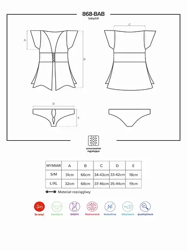 Комплект білизни Obsessive 868-BAB-1 L/XL чорний - фото 7