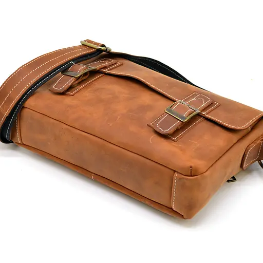 Кожаная мужская сумка через плечо TARWA 33х7х23 см sum0025881 - фото 6