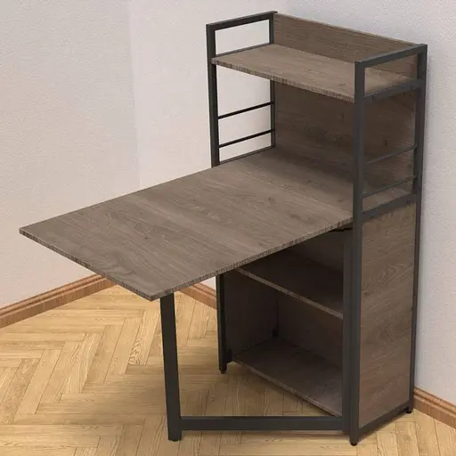 Стіл книжка з етажеркою Практик 1 Ferrum-decor 1200x640x990 Чорний метал ДСП Дуб Сонома Трюфель 16 мм (FRD-104615)