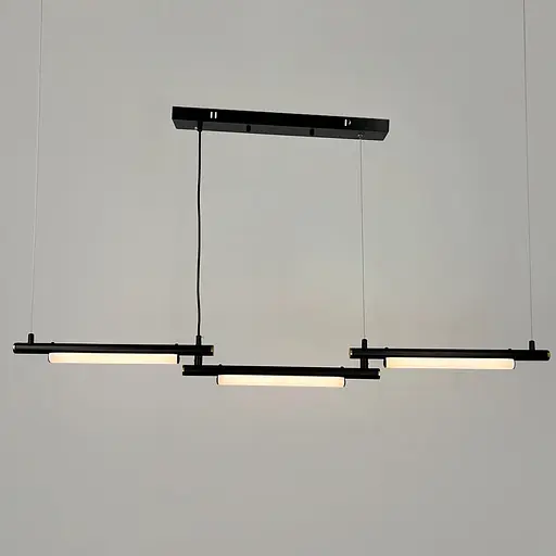 Унікальна підвісна люстра у чорному видовженому корпусі 121х13 см | Line F | Арт. MJ318-1500L BK - фото 4