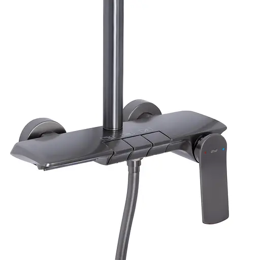 Душевая система универсальная Qtap Slavonice на три потребителя (с изливом) QTSLA111GMB45905 Gunmetal Black PVD, Шлифованный черный хром - фото 3