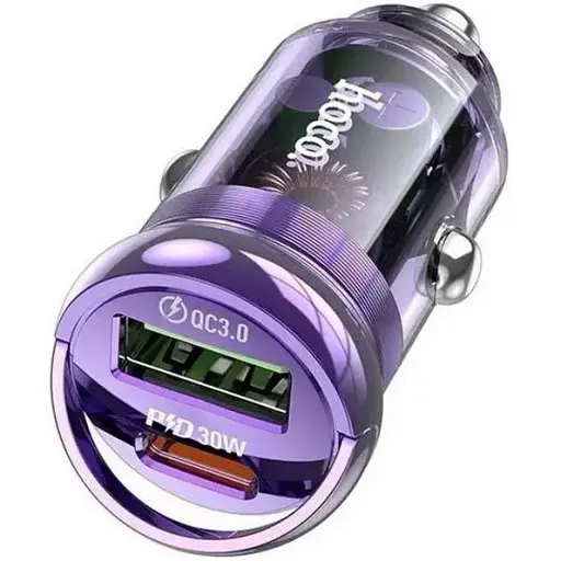 Автомобільний зарядний пристрій Hoco Z53A Vision, PD30W+QC3.0, чорний - фото 1