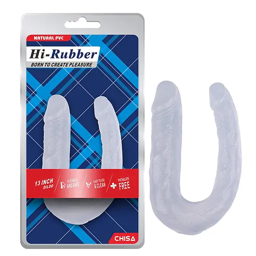 Двосторонній фалоімітатор Hi-Rubber Born To Create Pleasure 13 Inch 34 см прозорий - фото 2