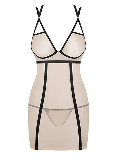 Сорочка і стрінги Obsessive Nudelia L/XL тілесний - фото 4